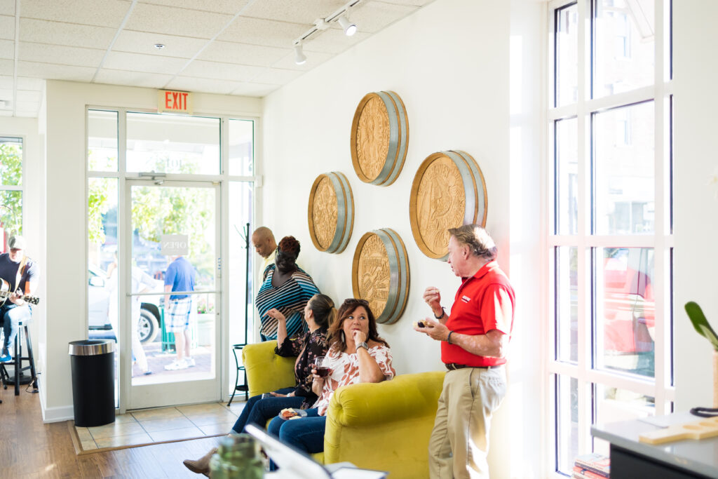 Guests enjoying the grand opening of Beachaven Winery Downtown Clarksville.
